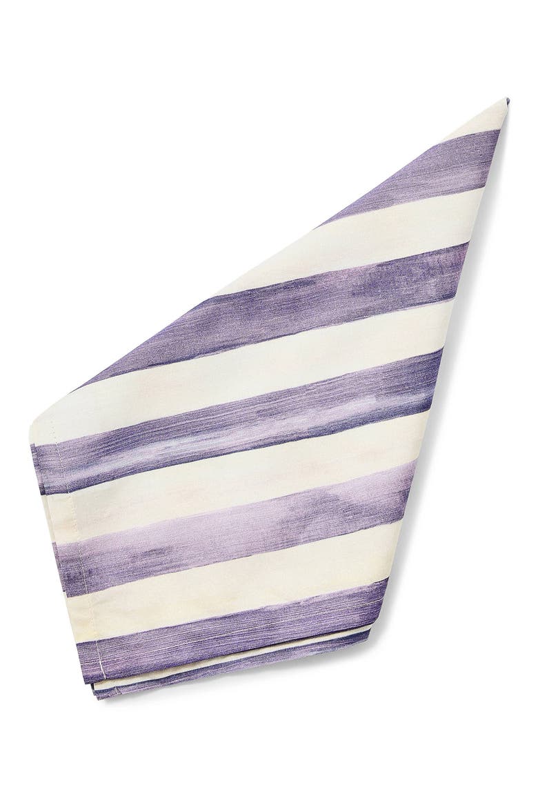 Violet Stripe Print Napkin, Main, color, VIOLET