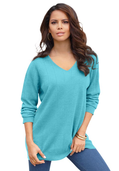 Plus Size Drop Needle V Neck Lightweight Sweater Knit