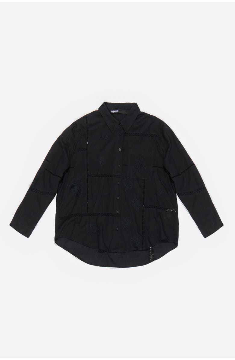 Bimba y Lola Tonal Embroidery Shirt, Alternate, color, Black