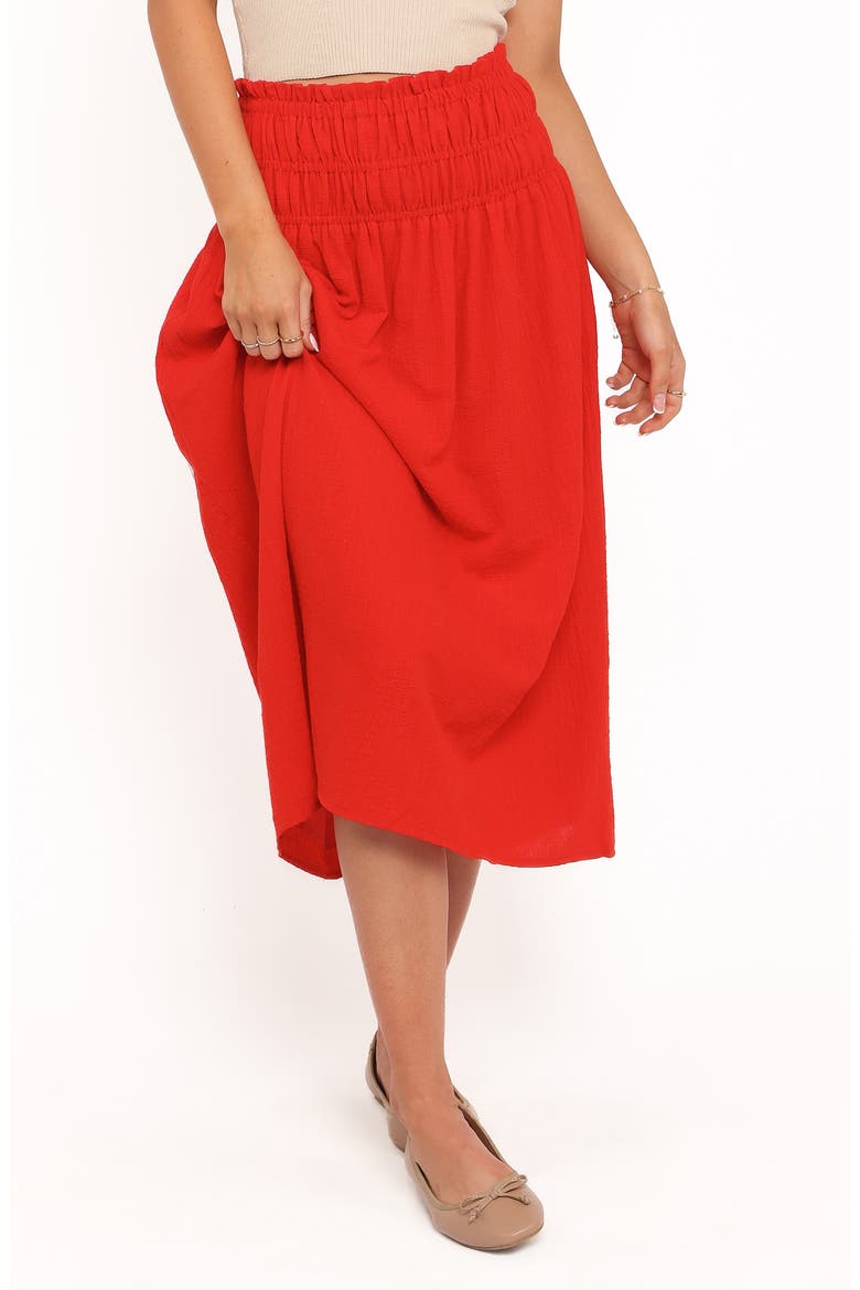 Mattea Smock Waist Cotton Gauze Maxi Skirt, Main, color, RED