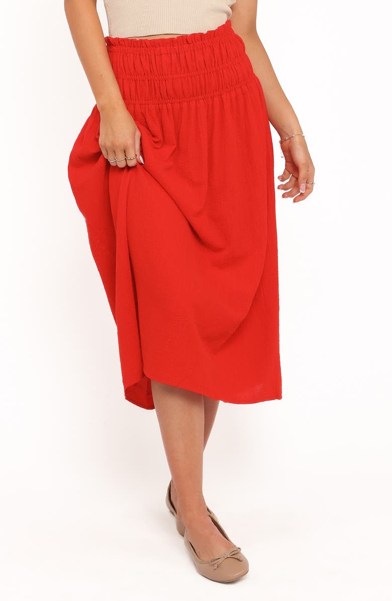 Petal & Pup Mattea Smock Waist Cotton Gauze Maxi Skirt, Main, color, Red