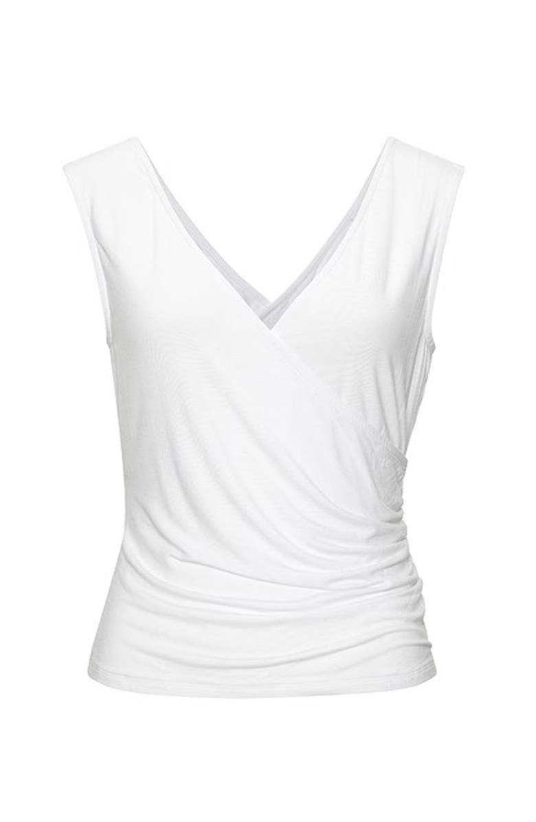 LASCANA Women's Wrap Look Sleeveless Top, Alternate, color, White