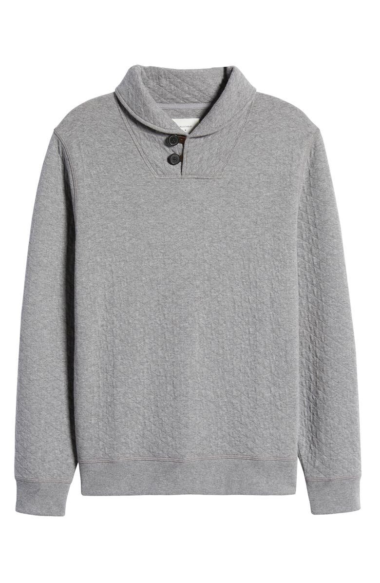 Billy Reid Diamond Quilt Shawl Collar Sweatshirt, Alternate, color, Medium Grey
