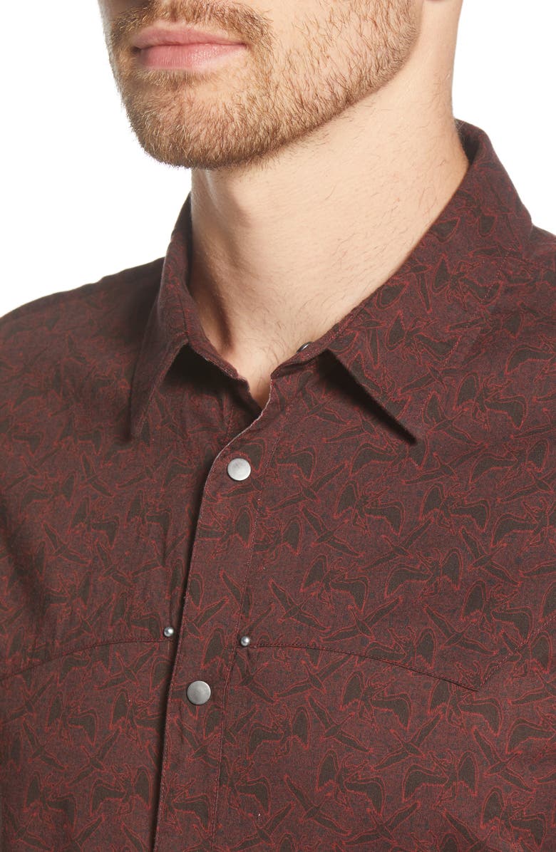 John Varvatos x Led Zeppelin Slim Fit Swan Song Western Snap-Up Shirt, Alternate, color, 