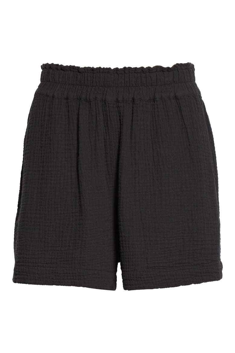 Leighton Pull-On Cotton Shorts, Alternate, color, BLACK