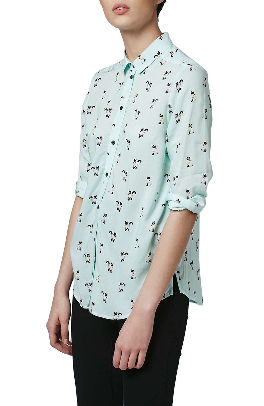 Topshop Kitty Print Shirt (Women) | Nordstrom