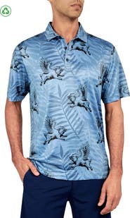 CONSTRUCT Regular Fit Flying Pigs Print Recycled Performance Golf Polo