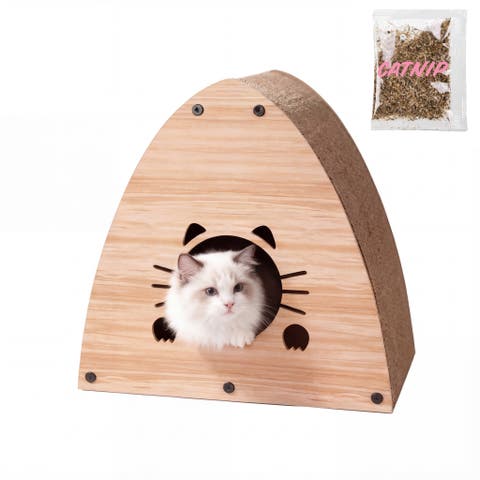 Koko Cardboard Triangle Cat Cave Scratcher with Catnip
