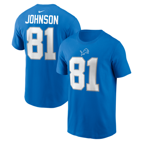 Men's Nike Calvin Johnson Blue Detroit Lions Retired Name & Number T-Shirt