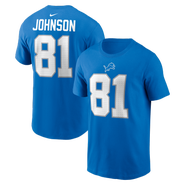 Nike Men's Nike Calvin Johnson Blue Detroit Lions Retired Name & Number T-Shirt