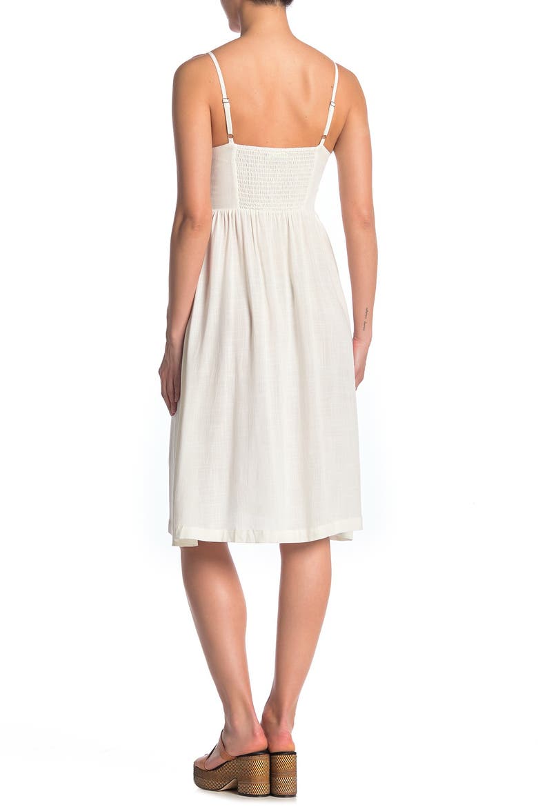 Button Front Sleeveless Midi Dress, Alternate, color, WHITE