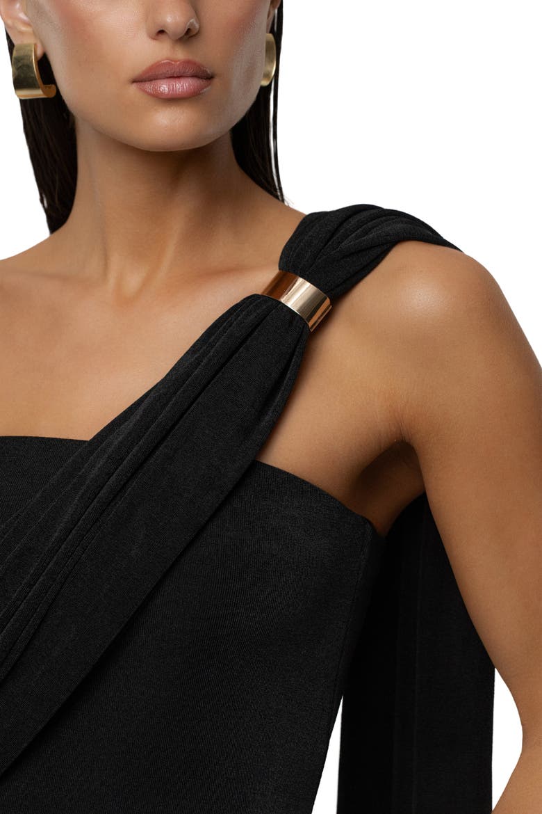 Golden Veil Maxi Dress, Alternate, color, Black