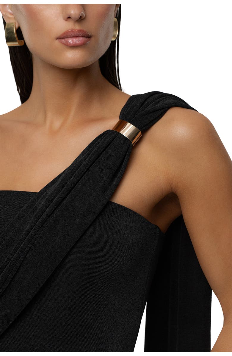 JLUXLABEL Golden Veil Maxi Dress, Alternate, color, Black