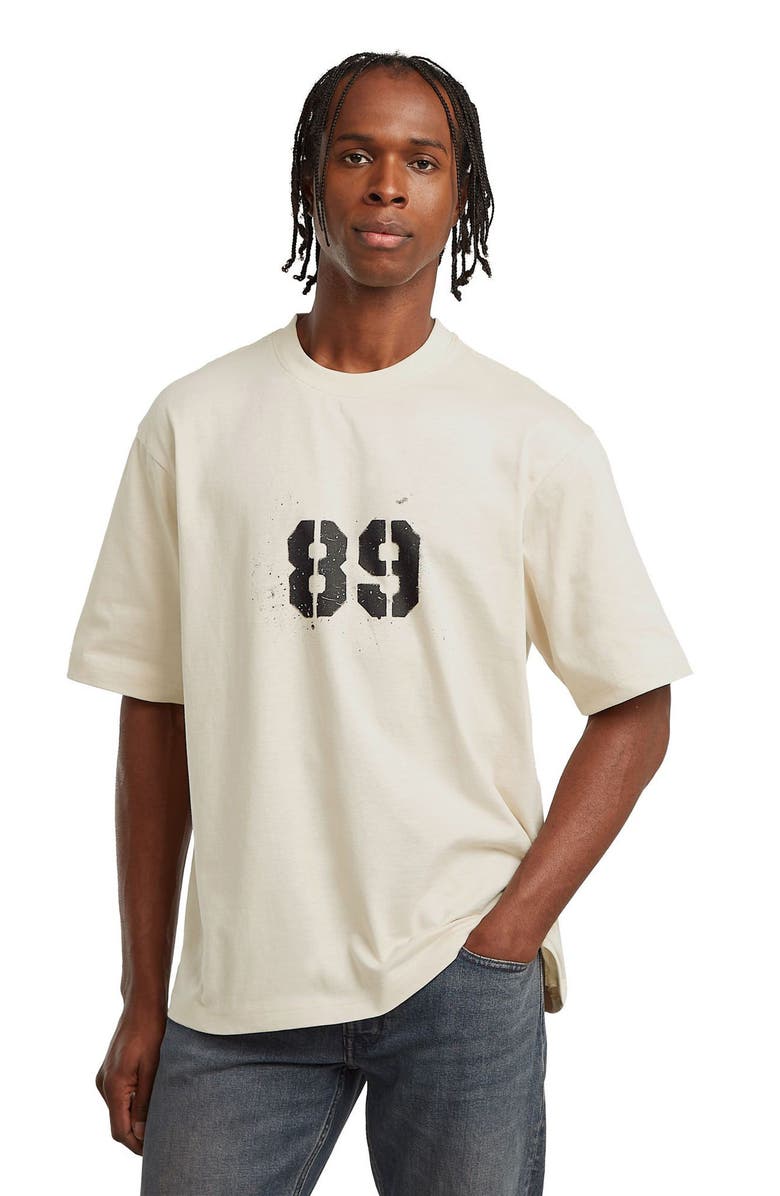 G-STAR Sprayed 89 Boxy Organic Cotton Graphic T-Shirt, Alternate, color, Whitebait