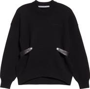 Alexander Wang Relaxed Wool Blend Sweater with Detachable Leather Tabs