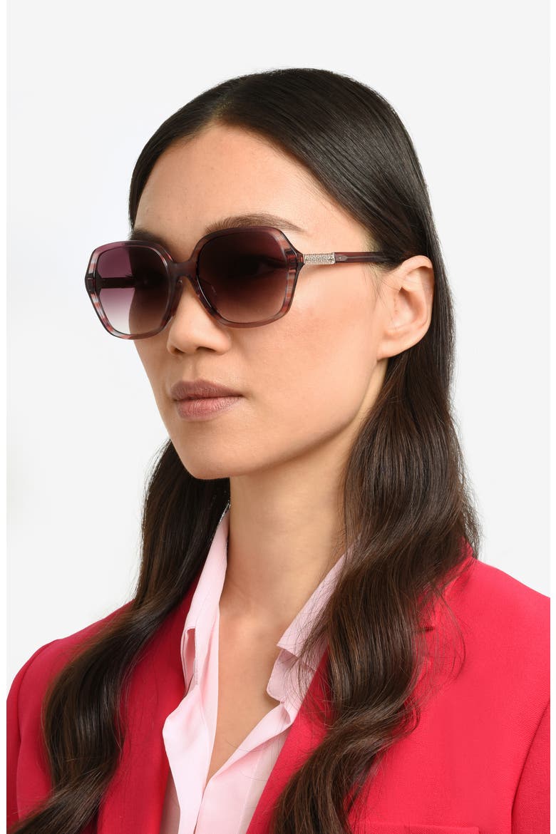 57mm ellery butterfly sunglasses, Alternate, color, PINK HORN