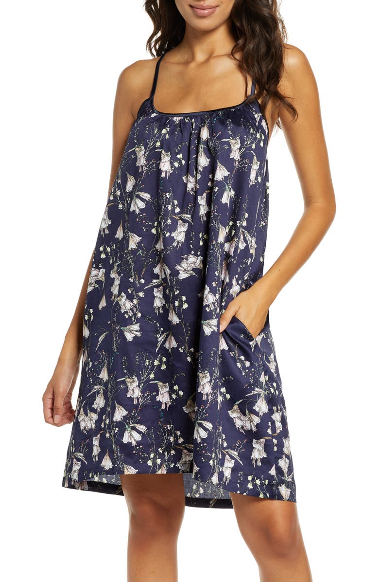 Papinelle Belle Flower Satin Chemise, Main, color, 