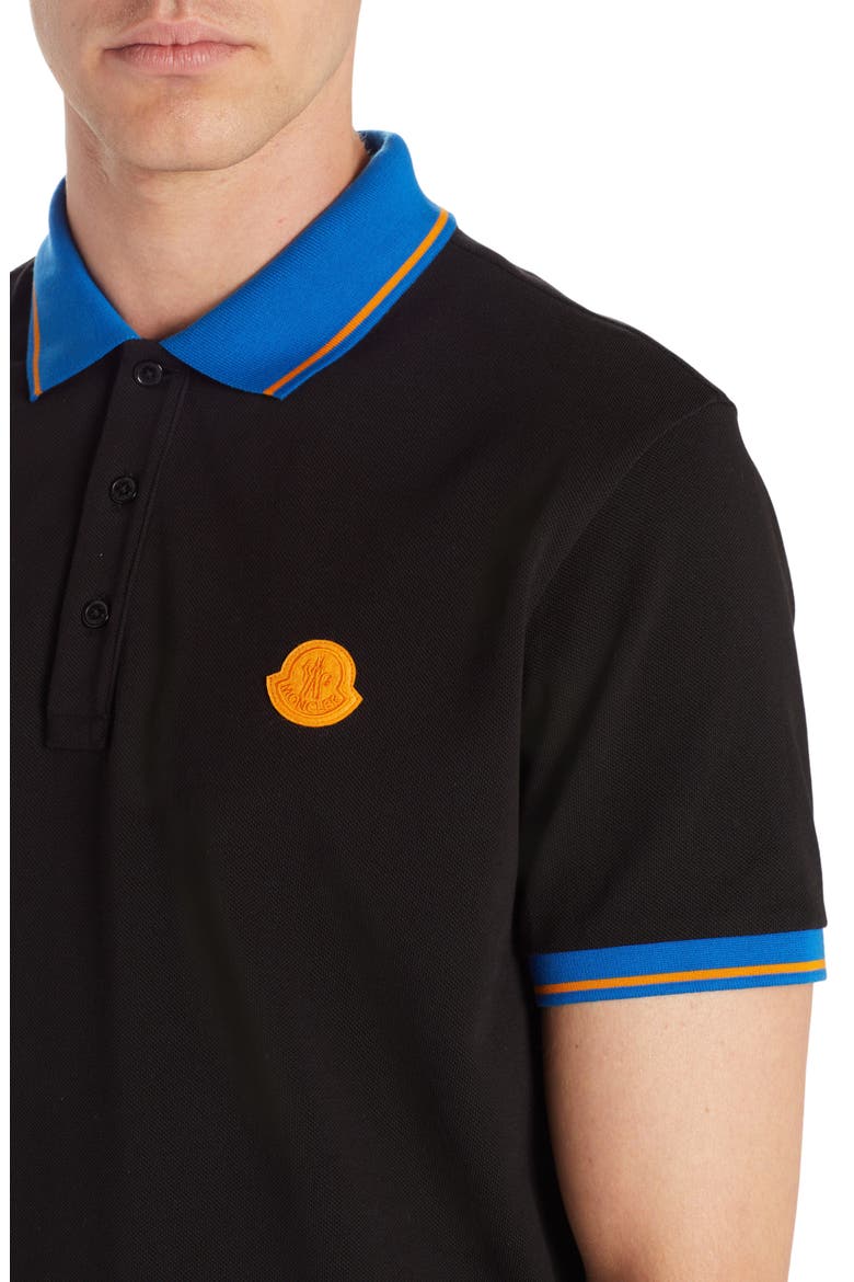 Contrast Trim Cotton Piqué Polo, Alternate, color, BLACK
