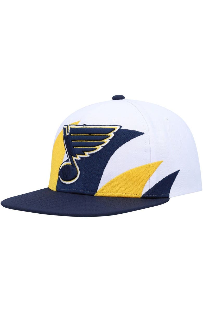 Mitchell & Ness Men's Mitchell & Ness White/Navy St. Louis Blues Vintage Sharktooth Snapback Hat, Main, color, 