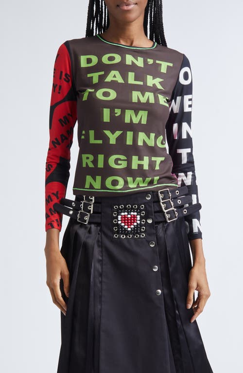 Chopova Lowena Don't Talk to Me Long Sleeve Mesh Top in Black Multi  product