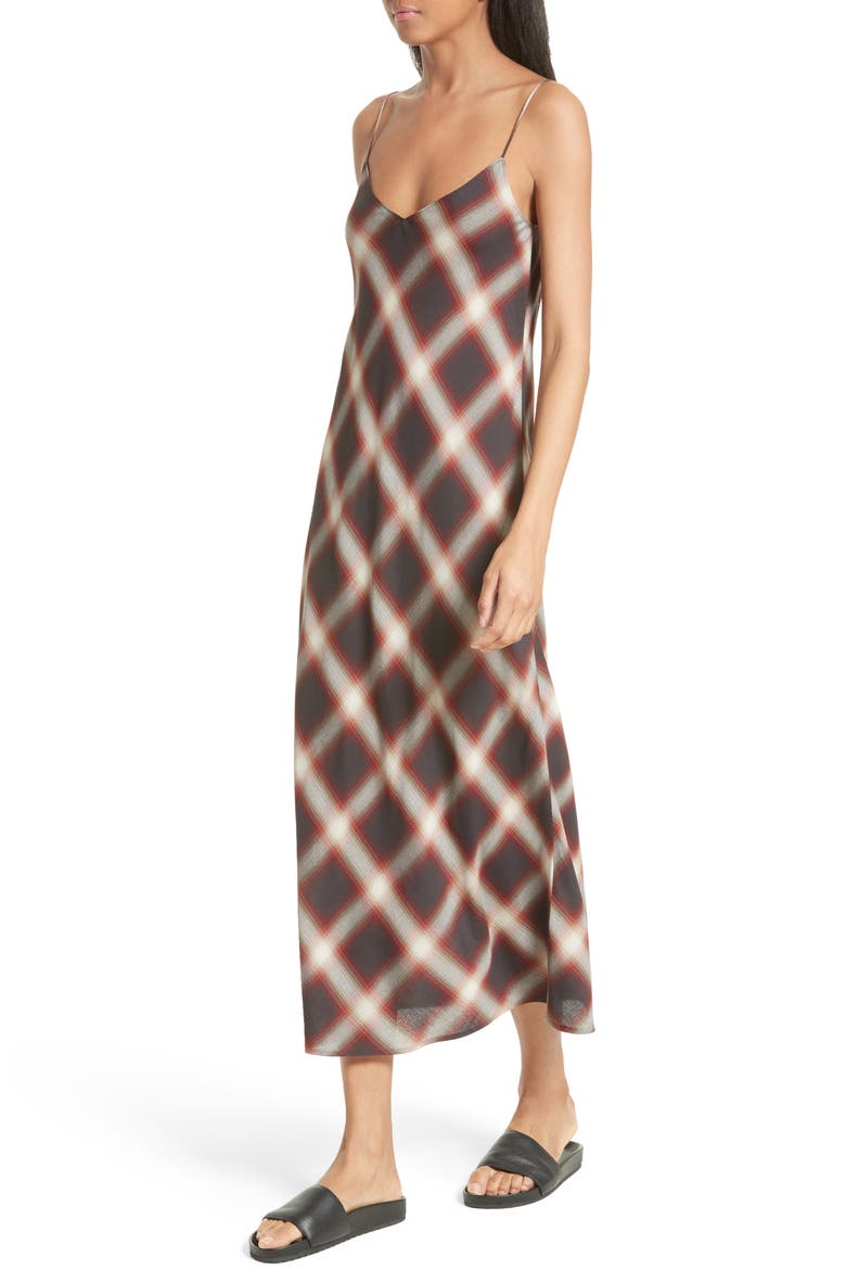 Plaid Midi Slipdress, Alternate, color, RED