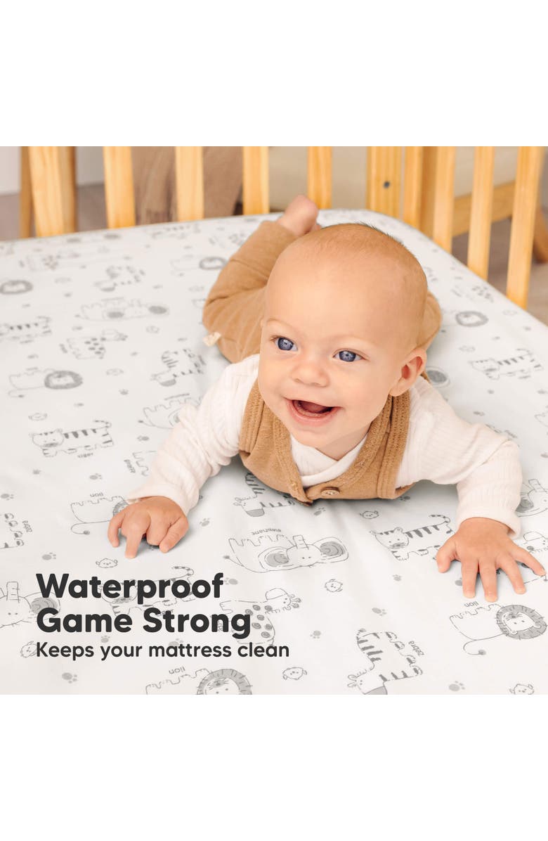 KeaBabies 2-Pack Soothe [Protect+] Waterproof Mini Crib Sheets, Alternate, color, Keasafari