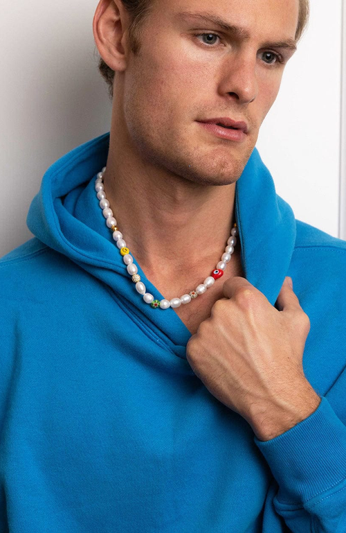 Nialaya Smiley Face Pearl Necklace