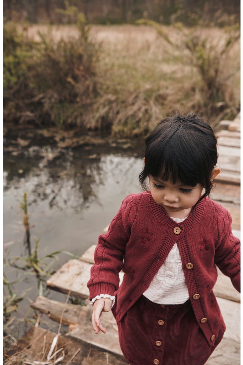 Kids' Organic Cotton Cable Knit Cardigan, Alternate, color, TERRA STONE