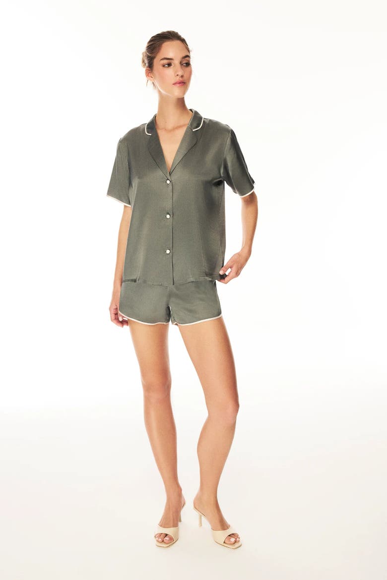 Silk Pajama Top, Main, color, Olive Green