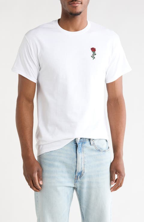 Rose Barbed Wire Embroidered T-Shirt