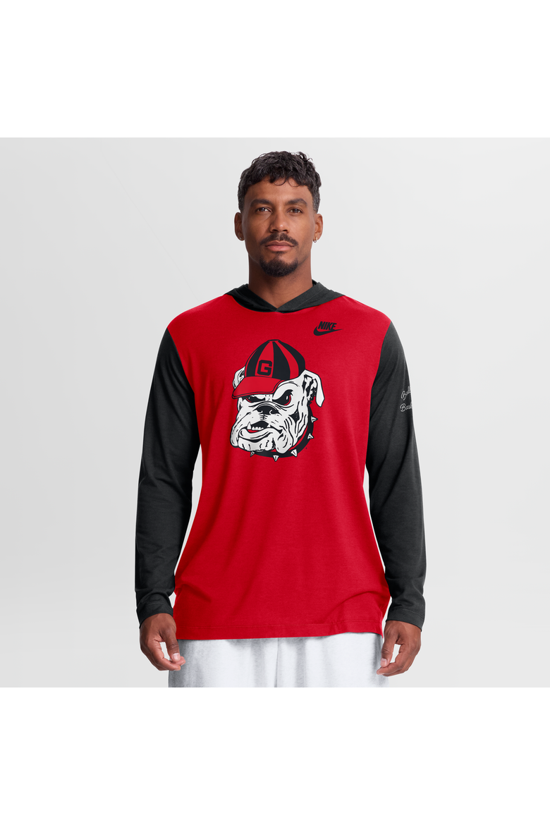 Men's Nike Red/Black Georgia Bulldogs Campus Legacy Tri-Blend Long Sleeve Hooded T-Shirt, Main, color, Red