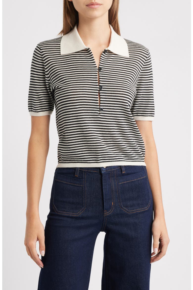 The Smart Stripe Polo Top, Main, color, CREAM MULTI