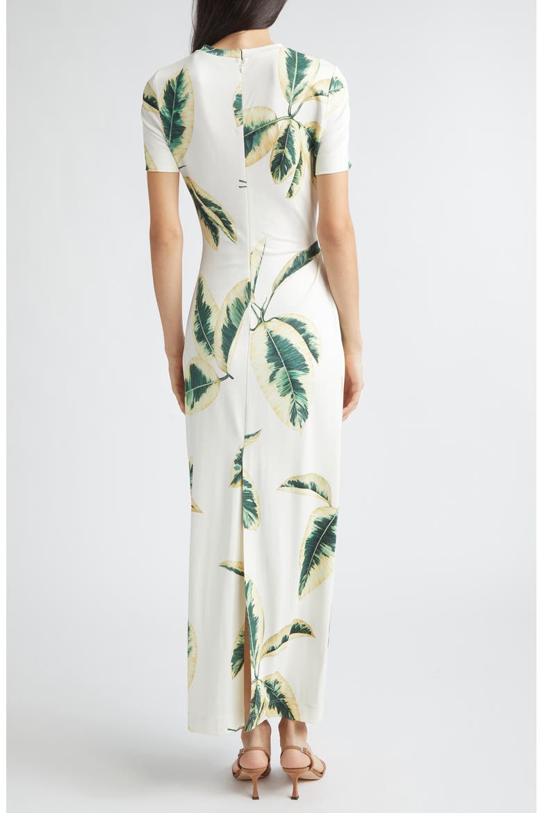 Ficus Leaves Print Jersey Dress, Alternate, color, GREEN/ IVORY