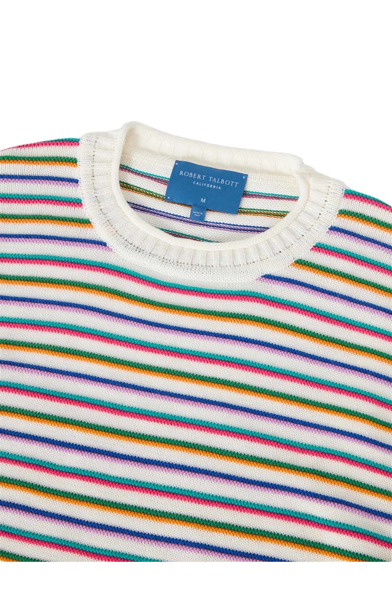 Robert Talbott Hilton Multi Stripe Rollneck Sweater, Alternate, color, White Multi