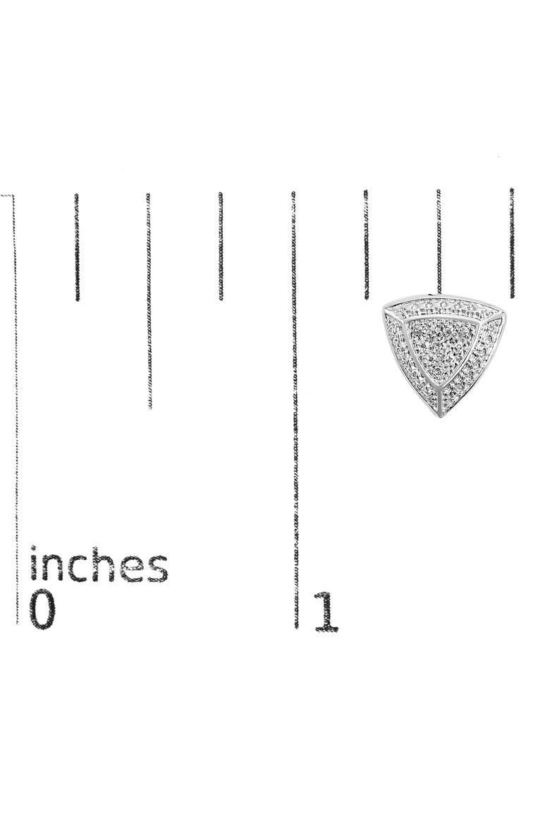 Silver Diamond-Accented Trillion Shaped 4-Stone Halo-Style Stud Earrings, Alternate, color, White