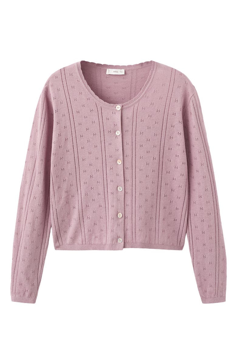 MANGO TEEN Pointelle Cardigan, Alternate, color, Pink