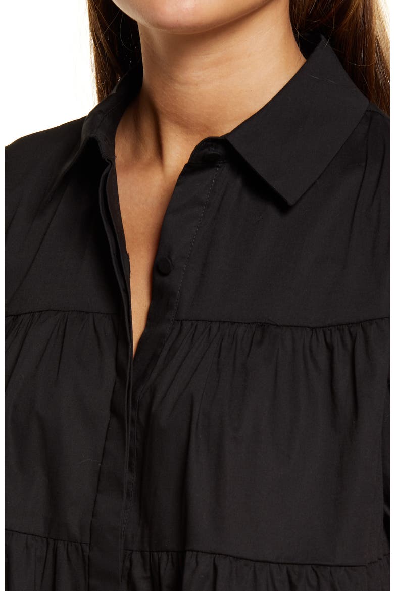 Canossa Tiered Puff Sleeve Blouse, Alternate, color, BLACK