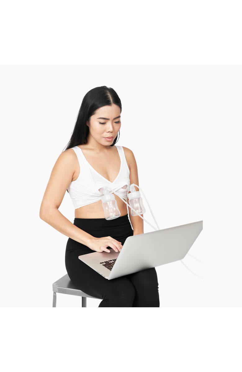 LARKEN X Maternity, Nursing + Hands - Free Pumping Bra, Main, color, White