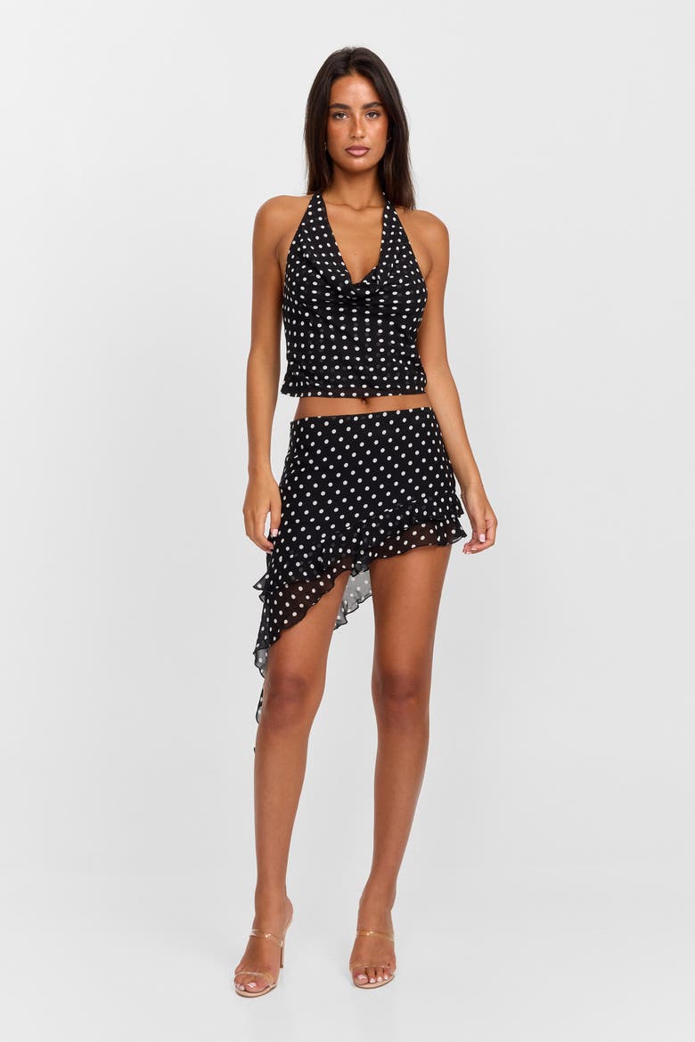 Clara Mini Skirt, Main, color, Black Polkadot