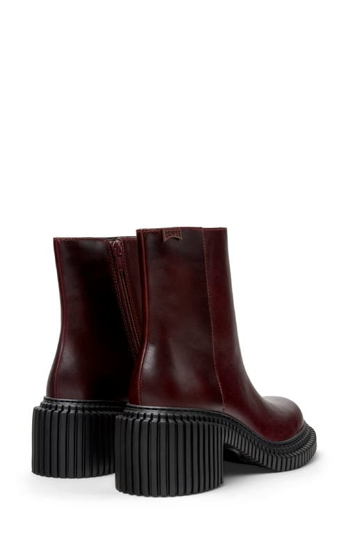Camper 70mm Pix London Leather Zip-fastening Block-heel Boots In Burgundy