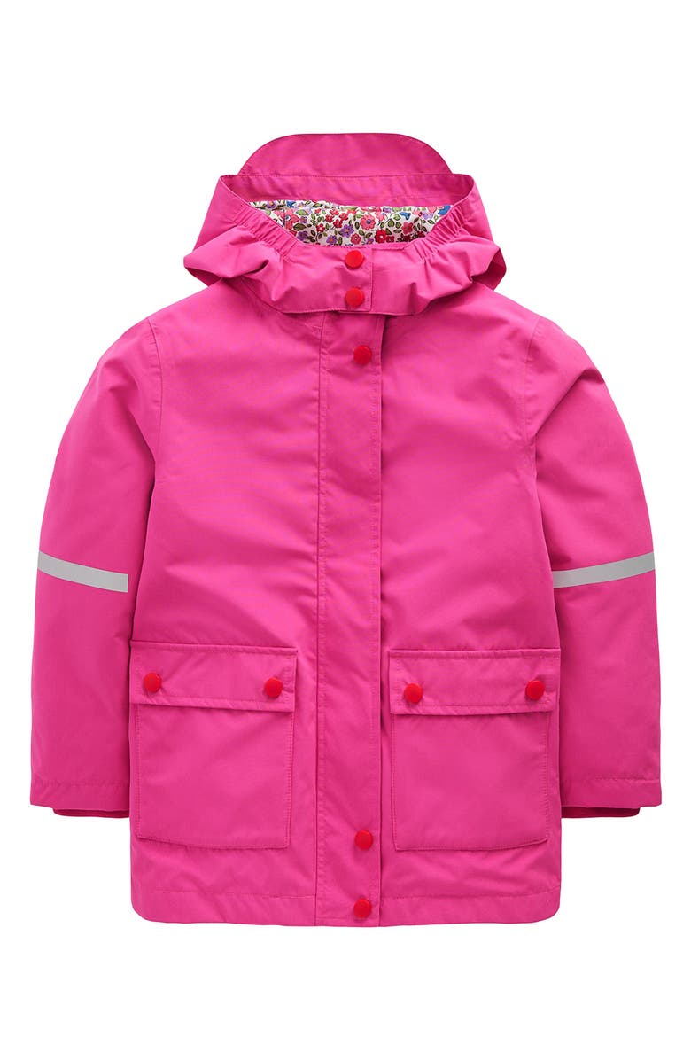 Mini Boden Kids' Waterproof Fisherman Hooded Raincoat, Main, color, Raspberry Pink