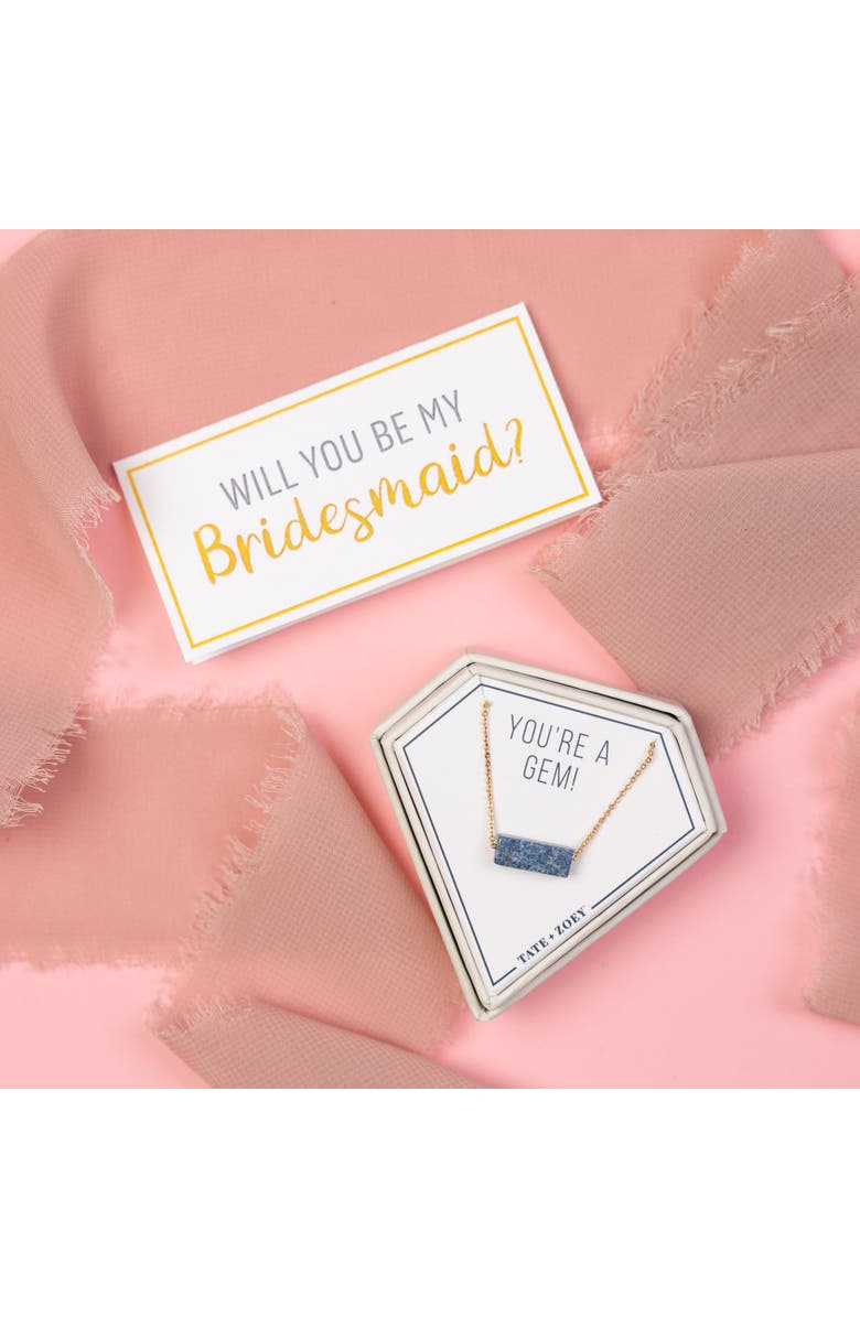 Totalee Gift You're a Gem Necklace, Blue Burnished Brass Blue, Alternate, color, Gold