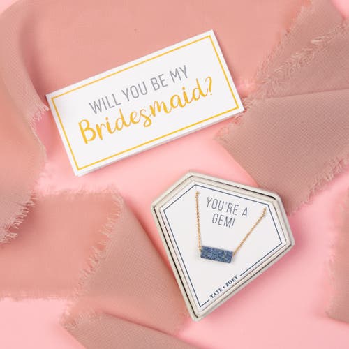 Totalee Gift You're A Gem Necklace, Blue Burnished Brass Blue In Gold