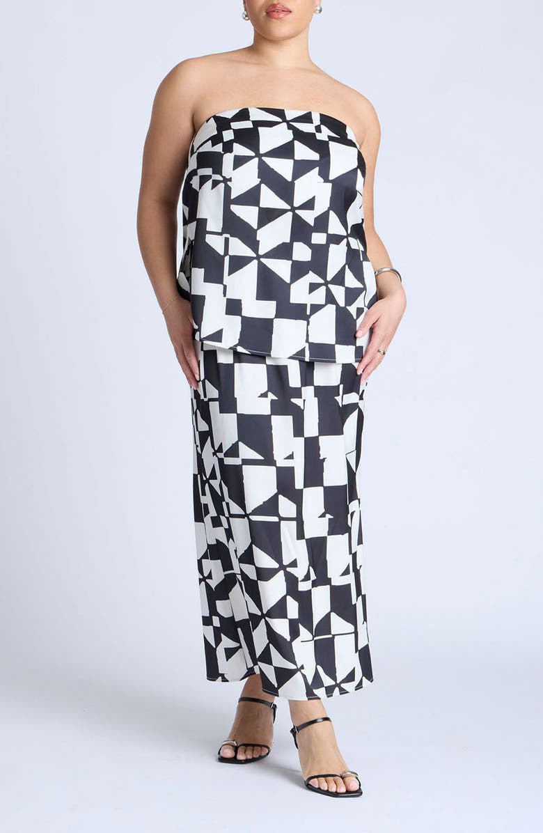 ELOQUII Print Satin Tube Top, Alternate, color, 