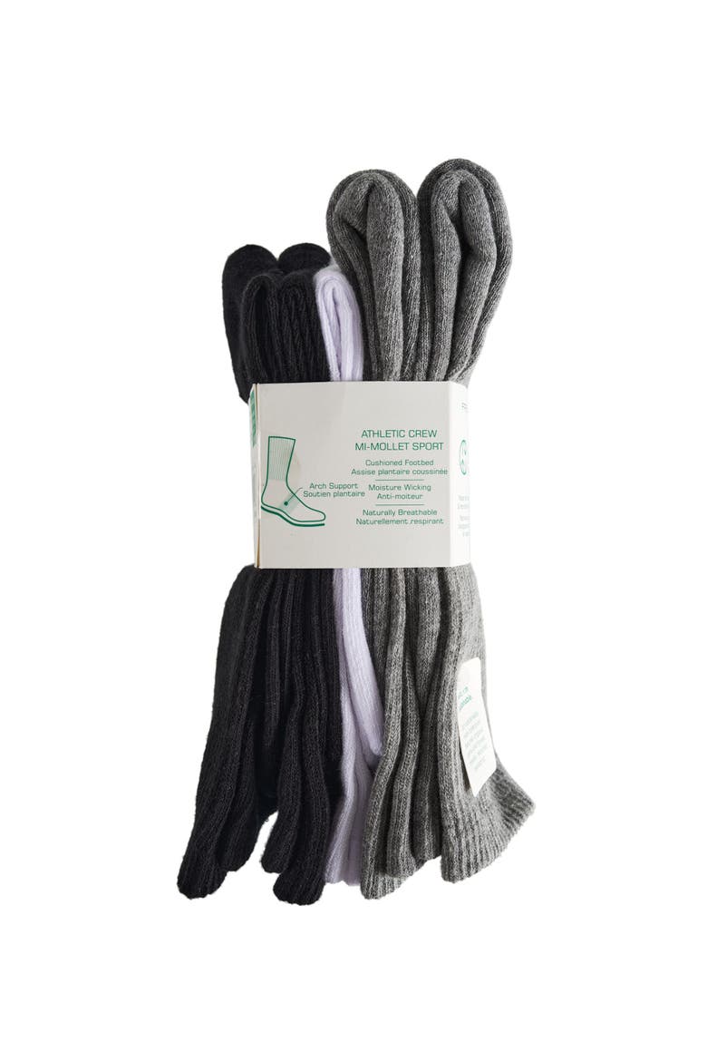 Organic Cotton Half Cushion Crew Sock 5-Pack, Alternate, color, Grey White Black
