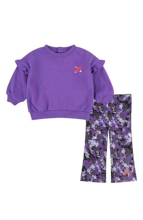 Nike Fresh Cut Sweatshirt & Leggings Set In Purple Black