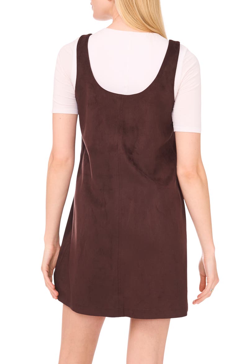 Seam Detail Faux Suede Shift Minidress, Alternate, color, CHOCOLATE