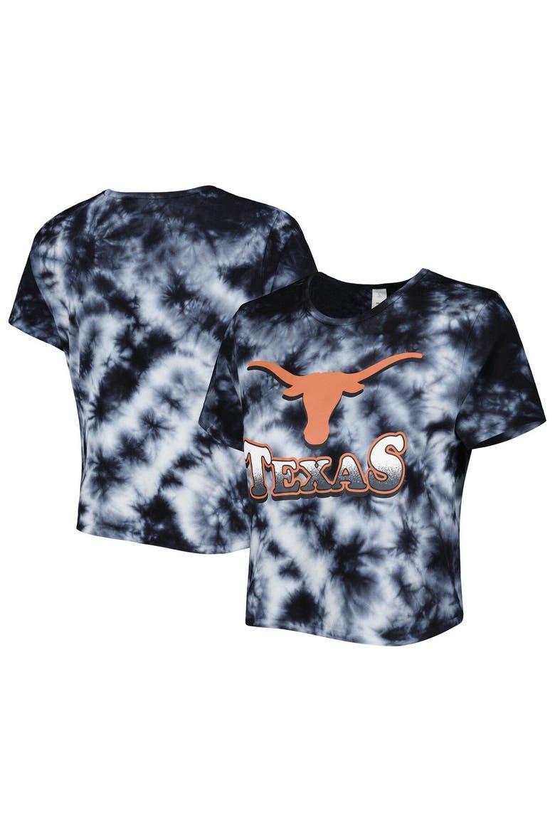Women's ZooZatz Black Texas Longhorns Cloud-Dye Cropped T-Shirt, Main, color, Black