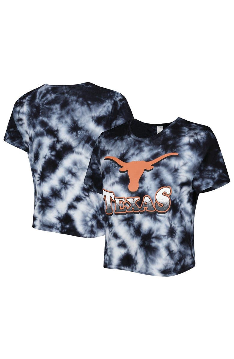 ZOOZATZ Women's ZooZatz Black Texas Longhorns Cloud-Dye Cropped T-Shirt, Main, color, 