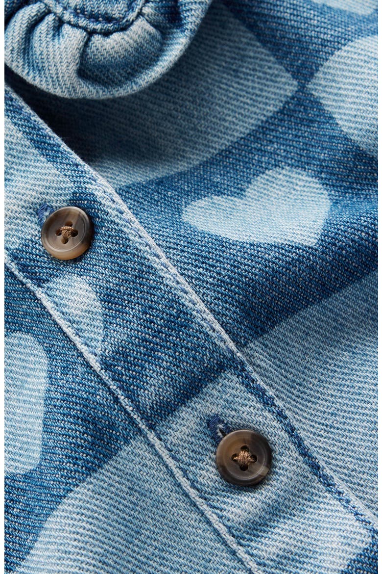 Kids' Heart Checks Print Long Sleeve Denim Shirtdress, Alternate, color, DENIM HEART STAMP